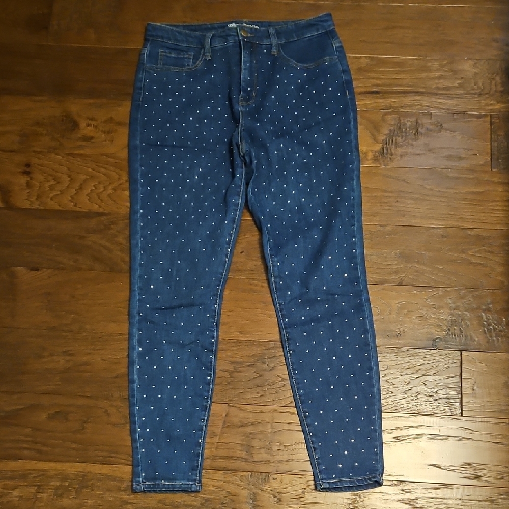 Wild Fable Dark Blue Skinny Jeans with Clear Rhinestones